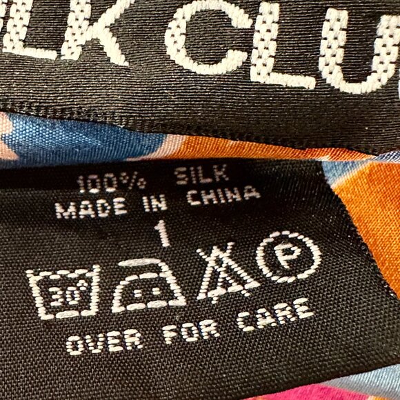 Silk Club Blouse VTG MultiColor 100% Silk Button Front Long Slvs Pocket Size 3XL - Picture 4 of 10